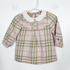 Burberry baby girl cotton dress in archive pink 9 month